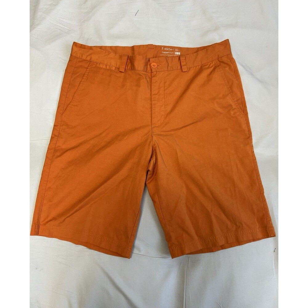 Lesmart Standard Fit Golf Series Mens Orange Shorts Size 34 Cotton Blend